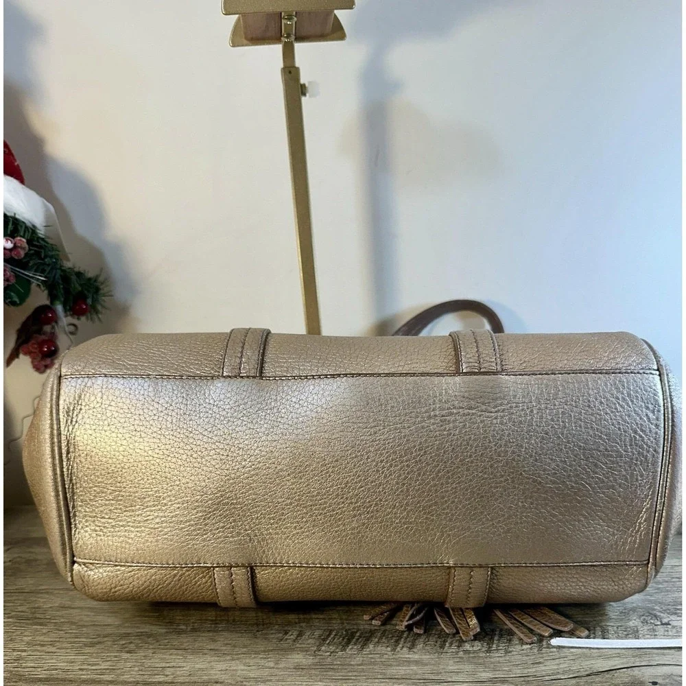 BALLY metallic Rose Gold Genuine Leather Shoulder Hobo Bag Purse Rare